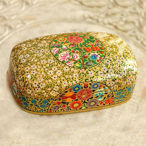 papier mache covered box hand painted metal inside kashmir|Kashmir Paper Mache .